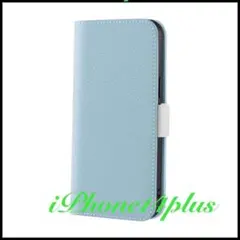 手帳型ブルーiPhone14plus用ケースカード収納付きレザーカバー磁石