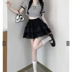 GRL インパン裏地付きティアードフリルミニスカート［ac2703］