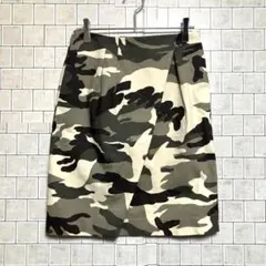 アクアガレージ迷彩　タイトスカート M ウエストゴム　裏地あり　姉さん系　ク-ル