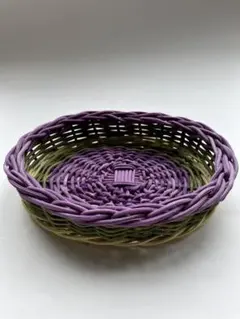 ハンドメイド 籐製小物入れ(パープル、モスグリーン、ライトグリーン)
