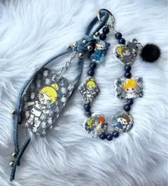 モーリー他キャラクター付き携帯ビーズストラップ