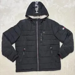 【美品】TOMMY HILFIGERトミーヒルフィガー フード付 ダウン黒