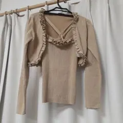 ゴールドラメ　キャミソールアンサンブル　フリルボレロ　ニット　カーディガン