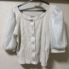 OLIVE des OLIVE 半袖ニット シアー袖 ホワイト