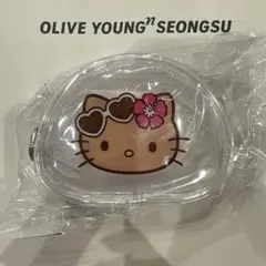 韓国限定 オリーブヤング 日焼けハローキティ ノベルティクリアケース　ポーチ