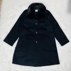 新品タグ/カシミヤ100/本毛皮ブルーフォックスファー✨ロングコート 