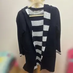 ブラックとグレーのストライプカーディガン