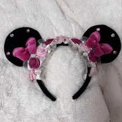 ディズニー　カチューシャ　バラ　ローズ　フリル　ミニー