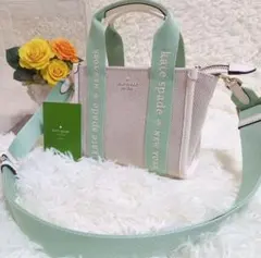 美品 kate spade new york キップ キャンバス ミニ トート