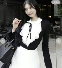 Sustainableレイヤードラッフルニットプルオーバー SNIDEL