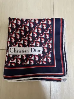 Christian Dior シルクスカーフ　ハンカチ　ネイビー