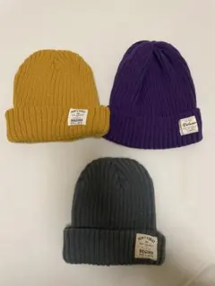 ニット帽 3色セット イエロー パープル グレー