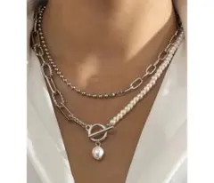 新品 即発送❣️パール重ね付けネックレス