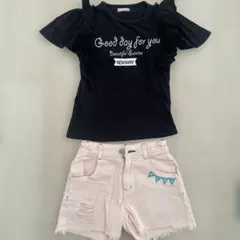 150女の子シャツ、ショートパンツセット