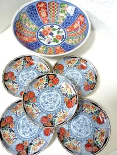 미노야키 고야마 가마 고이마리 양식 오하치와 김채 간마루 마루 문 와카 벚꽃 모란 작은 접시 5장