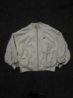 adidas アディダス ボンバージャケット L相当 合皮 白 ルーシュ袖