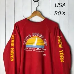 USA古着 80s USA製 プリントスウェット Hanes surf オールド