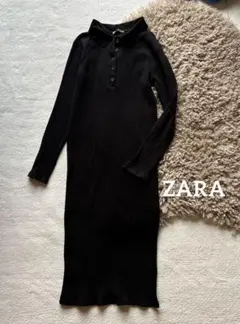 ZARA リブ　ポロタイトワンピースm