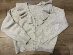 値下げ★Dazyフリル付きホワイトベージュのニットカーディガン