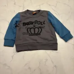 BABY DOLL トレーナー 90グレー/青