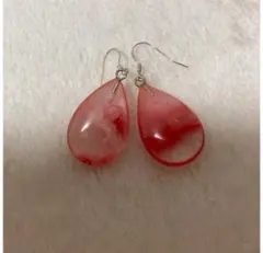 シルバー　Silver 925 ピアス　チェリークオーツ　ぽってり　雫　しずく