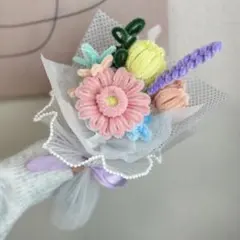 韓国/枯れない花/お祝い/モールフラワーパステルミニブーケ