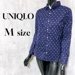 [UNIQLO] ユニクロ シャツ 長袖 綿100% 水玉 ドット柄 薄手 (M