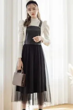 レザーチュールドッキングジャンパスカート