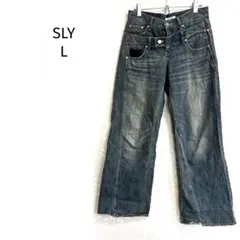 スライジーンズ/デニムパンツ/ストレートシルエットクラッシュ加工ヴィンテージ風