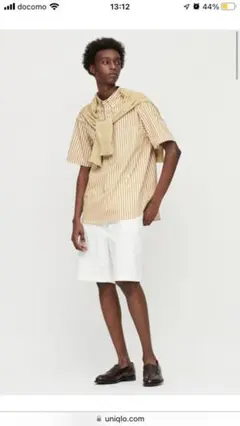 エクストラファインコットンブロードストライププルオーバーシャツ　XS