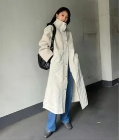 y/m イム キルト×フェイクウールスタンドコート