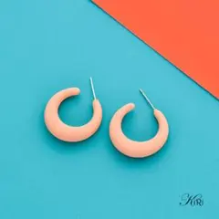 オレンジシリコン フープピアス