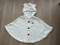 miki HOUSE フード付きベビーポンチョ アイボリー
