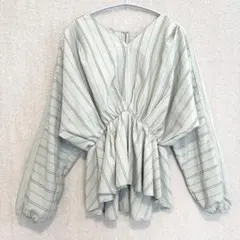 美品✦AZUL BY MOUSSY シャツブラウス S グリーンストライプ