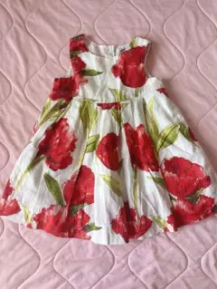 美品babyGap70センチ 花柄ワンピースフリルレース