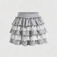 SHEIN フリルレーススカート グレー M