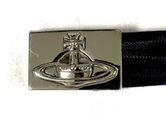 【Vivienne Westwood】WAVE柄・黒革ベルト／シルバー、男女兼用