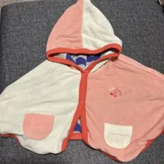 リバーシブル　ベビーポンチョ フード付き