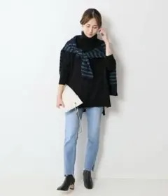 FRAMeWORK 裾スリット デニムクロップドパンツ サックスブルー 36のサムネイル