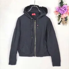 repipi armario　ブラック　フード付ジップアップパーカー　S　刺繍