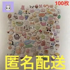 ぷっくりシール　100枚　動物　3Dシール　立体シール　ぷくぷくフレークシール