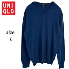 【カシミヤ100%】ユニクロ クルーネックセーター Lサイズ ネイビー