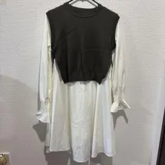 ロングシャツ　ニットベスト　セット　ジレ