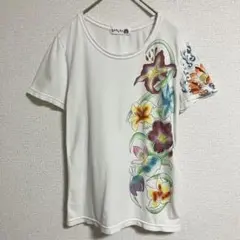 scolar スカラー　シャツ　半袖　花柄　ホワイト　Mサイズのサムネイル