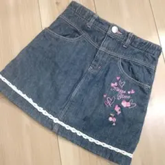 デニムスカート 120cm ハート刺繍