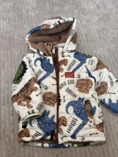 恐竜柄フリース付きダウンコート 90cm