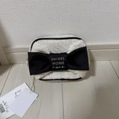 SNIDEL HOME リボンポーチ ホワイト/ブラック