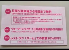 専用速達【５名様までスライダー８００円割引券など】ハワイアンズ　特典カードＪ