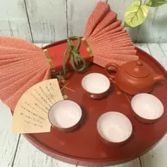 【美品】象彦の漆は盆⭐︎中国茶器⭐︎風呂敷　古風セット　3点セット