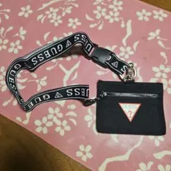 guess ネックストラップ パスケース 小銭入れ ブラック